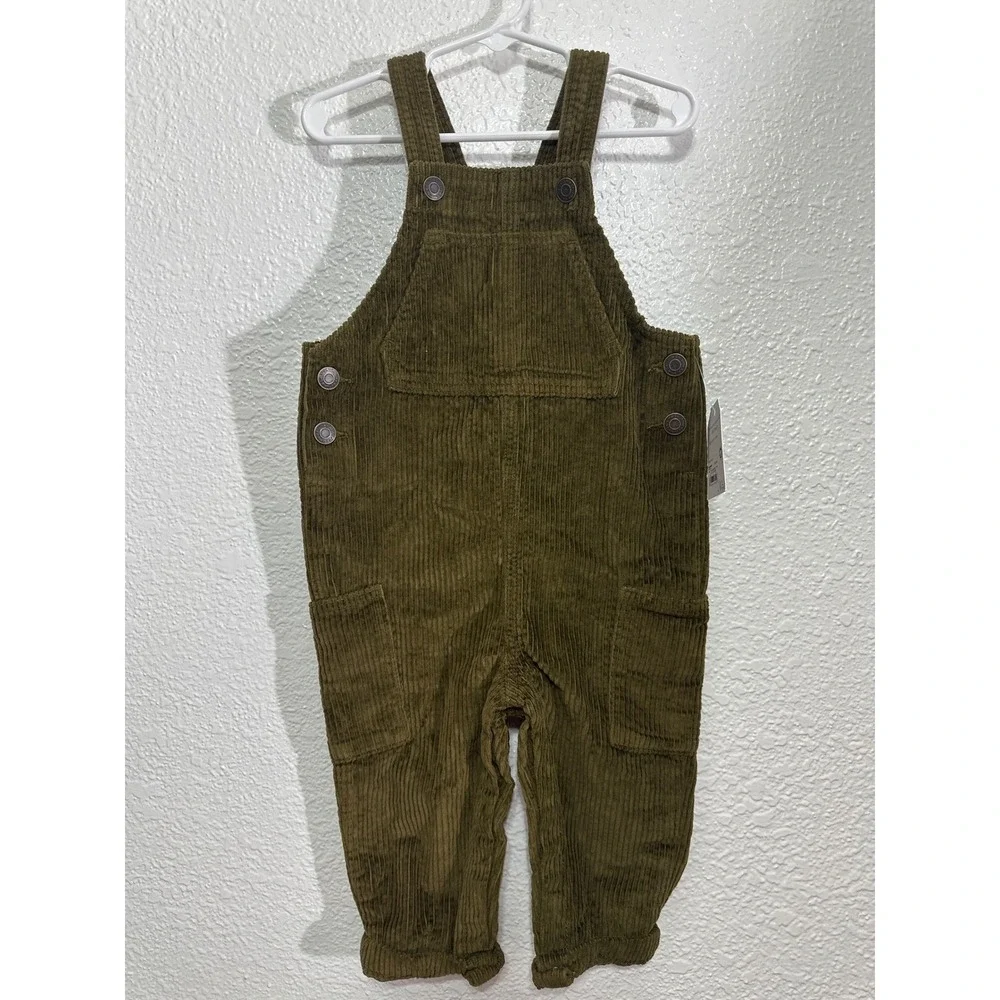 NWT Little Co. by Lauren Conrad Corduroy Overalls Baby  Sz 24 Months Olive Green